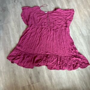 Chic Pink Mini Dress with Ruffled Hem